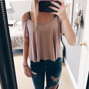 Light pink off the shoulder shirt
